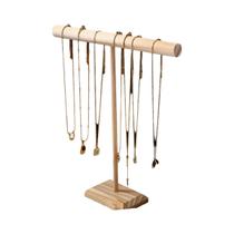 Suporte De Exibição De Joias Em Madeira Em Forma De T, Rack Minimalista Para Armazenamento De
