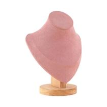 Suporte De Exibição De Joias Em Veludo Com Base De Madeira, Expositor De Colares, Suporte De Busto