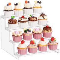 Suporte de exibição Lifewit de 4 camadas transparente para cupcakes e perfumes Suporte de exibição Lifewit de 4 camadas transparente para cupcakes e perfumes