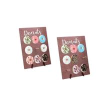 Suporte de exposição de parede Donut DODXIAOBEUL Wood, 2 peças de curry/branco Suporte de exposição de parede Donut DODXIAOBEUL Wood, 2 peças de curry/branco