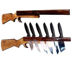 Suporte de Facas de Parede em Madeira modelo Escopeta