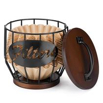 Suporte de filtro de café Yangbaga Wood com tampa para 2-4 xícaras Suporte de filtro de café Yangbaga Wood com tampa para 2-4 xícaras