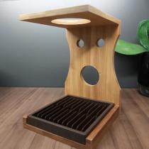 suporte de filtroe jarra de cafe em bambu