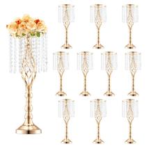 Suporte de flores de casamento VEVOR Crystal, 55 cm de altura, conjunto de 10 peças douradas