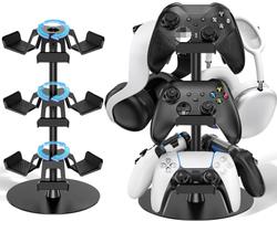Suporte de fone de ouvido de 3 camadas para controlador de jogos giratório de mesa