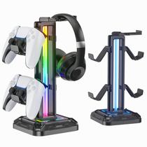 Suporte de fone de ouvido KDD RGB com 9 modos de luz e suporte de controlador Suporte de fone de ouvido KDD RGB com 9 modos de luz e suporte de controlador