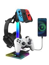 Suporte de fone de ouvido V VCOM RGB para jogos com 2 portas USB Suporte de fone de ouvido com 10 modos de luz e borracha antiderrapante, adequado para todos os acessórios de fone de ouvido, o melhor presente para marido, filhos e namorado