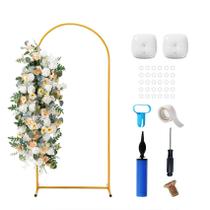 Suporte de fundo em arco de metal Ascoza 1,8 m dourado para festa de casamento Suporte de fundo em arco de metal Ascoza 1,8 m dourado para festa de casamento