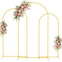 Suporte de fundo Fomcet Metal Arch, conjunto de 3 peças douradas de 2,2 m, 2 m e 1,8 m Suporte de fundo Fomcet Metal Arch, conjunto de 3 peças douradas de 2,2 m, 2 m e 1,8 m