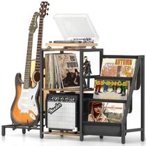 Suporte de guitarra Bikoney com toca-discos e prateleira de 3 camadas Suporte de guitarra Bikoney com toca-discos e prateleira de 3 camadas