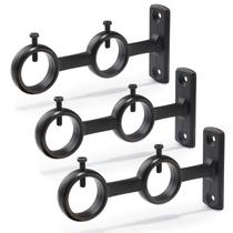 Suporte de haste de cortina Goowin Double Rod Holder 3 peças preto