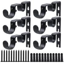 Suporte de haste de cortina Shonmogar Double, 1 polegada, Black Metal, pacote com 6 Suporte de haste de cortina Shonmogar Double, 1 polegada, Black Metal, pacote com 6