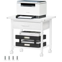 Suporte de impressora Lerliuo Under Desk com gaveta branca de 2 camadas
