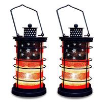 Suporte de lanterna Vintage Metal American Flag de 4 de julho (conjunto 2)