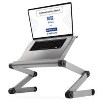 Suporte de laptop WorkEz Executive ajustável para mesa, 2 ventiladores e 3 portas USB, suporte ergonômico dobrável para laptop, suporte para computador portátil, elevador para laptop, prata