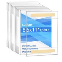 Suporte de letreiro para montagem em parede Ludery 8,5 x 11 acrílico (pacote com 12) Suporte de letreiro para montagem em parede Ludery 8,5 x 11 acrílico (pacote com 12)