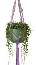 Suporte de Macramê com Miçangas, Redinha Pendurável para Plantas e Vasos Decorativos
