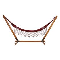 Suporte De Madeira Com Rede de Descanso Vermelha