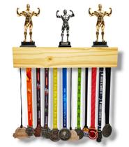Suporte de Madeira Medalhas e Troféus Minhas Conquistas