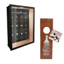 Suporte de Madeira P/ Garrafa de Vinho + Porta Rolhas