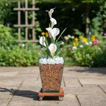 Suporte de madeira para vaso 25 cm Quadrado Roda GelSilicone Gold Plant