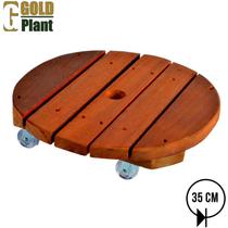 Suporte de madeira redondo para vasos 35cm roda gel/silicone Gold Plant