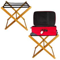 Suporte De Malas Bagagens Em Madeira Para Hotel Pousada Maleiro Dobrável Preto - KIT 2 UNIDADES - AMZ