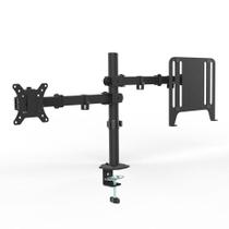 Suporte de Mesa Articulado para Monitor de 13" a 32" com Bandeja para Notebook Ergofirst, Ajuste de Inclinação, Altura, Preto - G01-C2M2