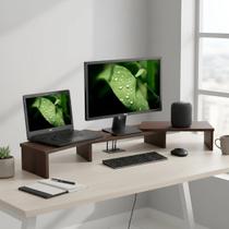 Suporte de Mesa Base Elevada Ajustável 3 Monitores Gamer Notebook Madeira Versati Suporte de Mesa Base Elevada Ajustável 3 Monitores Gamer Notebook Madeira Versati
