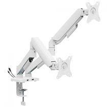 Suporte de Mesa Bluecase Ergo Flexy, Articulado, Com Conectores USB, Para Dois Monitores de 17" a 32", Branco, BSMTS02U-1WBX