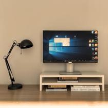 Suporte de mesa duplo para monitor Branco 50x20x12cm Suporte de mesa duplo para monitor Branco 50x20x12cm