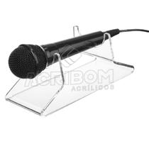 Suporte de Mesa Em Acrílico Cristal / Transparente Para Microfone - Acribom