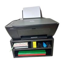 Suporte De Mesa Mdf Preto Organizador Para Impressora Com 3 Divisorias