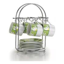 Suporte De Metal Para 6 Xícaras E Pires De Café Cromado Arthi