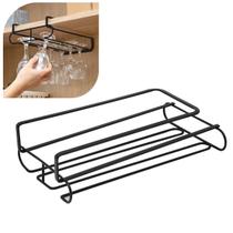 Suporte de Metal para Taças encaixe armário prateleira preto Suporte de Metal para Taças encaixe armário prateleira preto