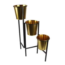 Suporte De Metal Retrátil Com 3 Vasos Dourados Verito Suporte De Metal Retrátil Com 3 Vasos Dourados Verito