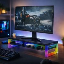 Suporte de Monitor com Gaveta RGB Portas Hub USB Tipo C Gamer OR-SP256 Suporte de Monitor com Gaveta RGB Portas Hub USB Tipo C Gamer OR-SP256