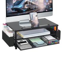 Suporte de monitor de computador de madeira AUPSEN, organizador de 2 camadas