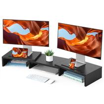 Suporte de monitor duplo HUANUO para 2 monitores com armazenamento