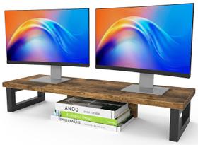 Suporte de monitor duplo Riser WESTREE de madeira/aço para 2 monitores