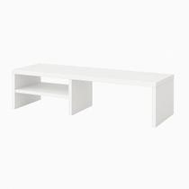 Suporte de Monitor em MDF Branco TX 80cm com Prateleira Lateral Design Clean e Funcional