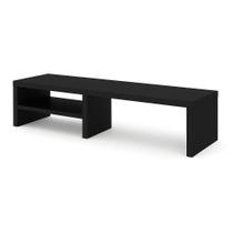 Suporte de Monitor em MDF Preto TX 80cm com Prateleira Lateral Design Moderno e Funcional