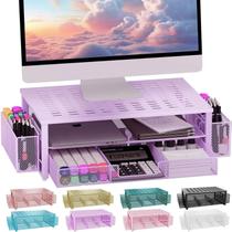 Suporte de monitor gianotter com gaveta e porta-canetas roxo Suporte de monitor gianotter com gaveta e porta-canetas roxo