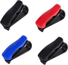 Suporte de óculos de carro de 4 peças, suporte de óculos para viseira de sol de carro, estojos de óculos de carro, suporte de óculos de sol suporte de clipe de suporte de óculos com clipe de cartão de bilhete (preto, azul, vermelho)