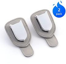 Suporte de óculos de sol Universal Car Visor Clip Suporte de óculos de couro para carro, 2 pacotes (cinza)