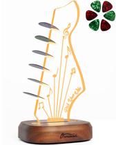 Suporte de palhetas de guitarra Light Up com 6 palhetas de madeira de acácia e acrílico