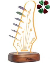 Suporte de palhetas de guitarra Light Up com 6 palhetas de madeira de acácia e acrílico