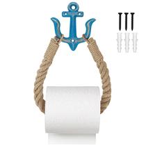 Suporte de papel higiênico BuleVina Nautical Rope 55cm Blue Anchor Suporte de papel higiênico BuleVina Nautical Rope 55cm Blue Anchor
