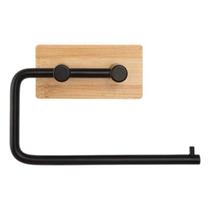 Suporte de Papel Higiênico Clink Acabamento Bambu Adesivo Sem Furos Prático e Elegante para Banheiro