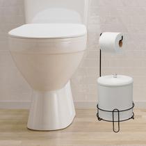 Suporte de papel higiênico com lixeira integrada preto plug lar praticidade e design moderno